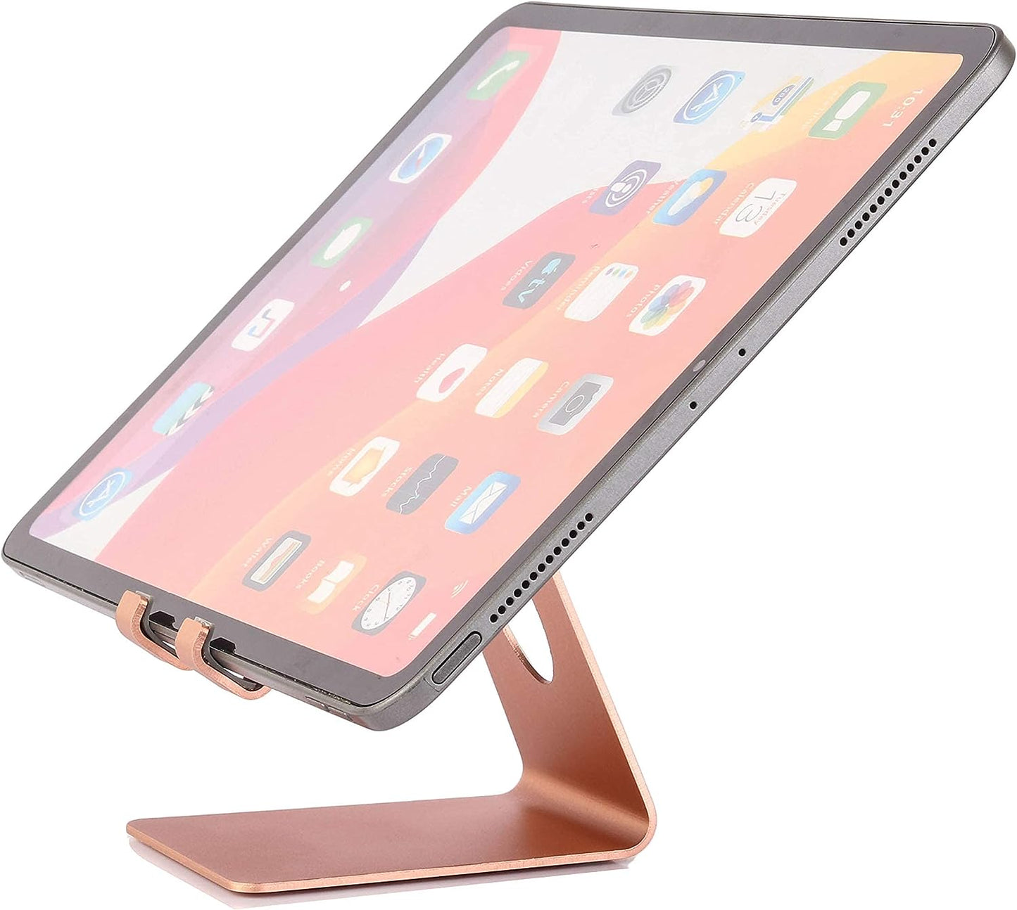 Cell Phone Stand and Desk Holder, Cradle and Dock for 4-8 Inch Phones, Ideal for Office, Kitchen, and Travel - T1 Rose Gold