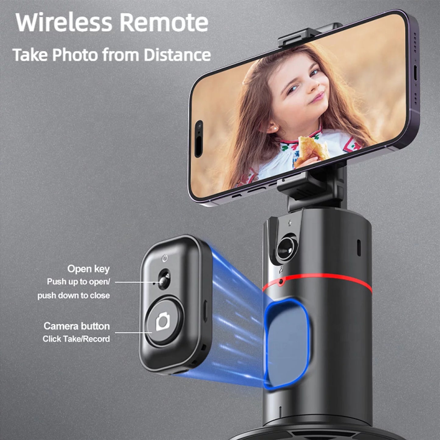 Auto Face Tracking Tripod with 360° Rotation for Selfie and Live Streaming - No App Required, Compatible with TikTok, Vlogs, and YouTube Videos