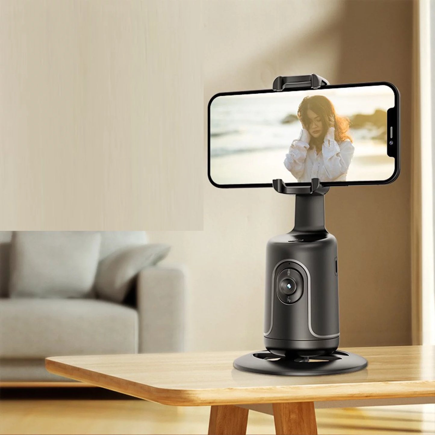 Auto Face Tracking Tripod with 360° Rotation for Selfie and Live Streaming - No App Required, Compatible with TikTok, Vlogs, and YouTube Videos