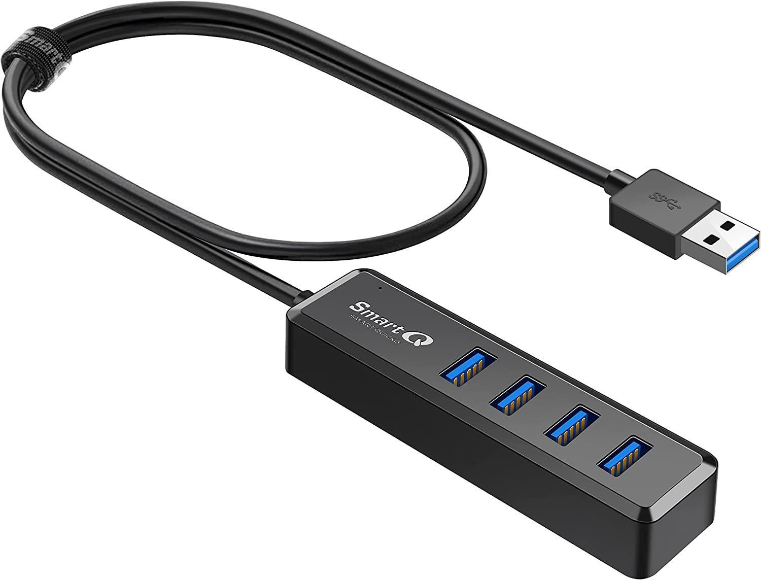 H302S USB 3.0 Hub with 2-Foot Cable - Multi-Port Expander for Fast Data Transfer, Compatible with Windows PC, Mac, Printers, and Mobile HDDs