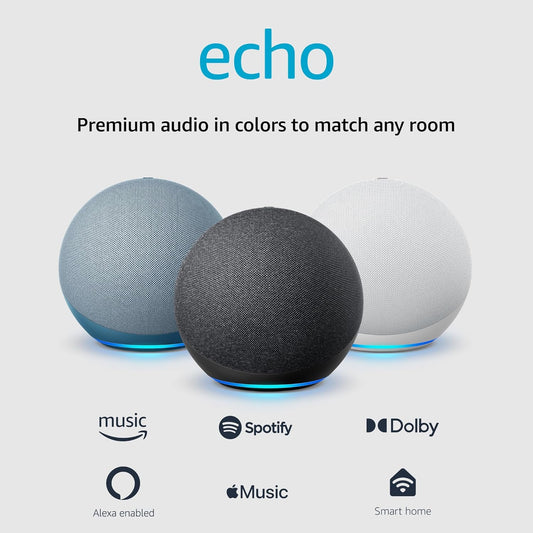 Echo (Latest Model) with Enhanced Audio, Smart Home Integration, and Alexa Voice Assistant, Charcoal
