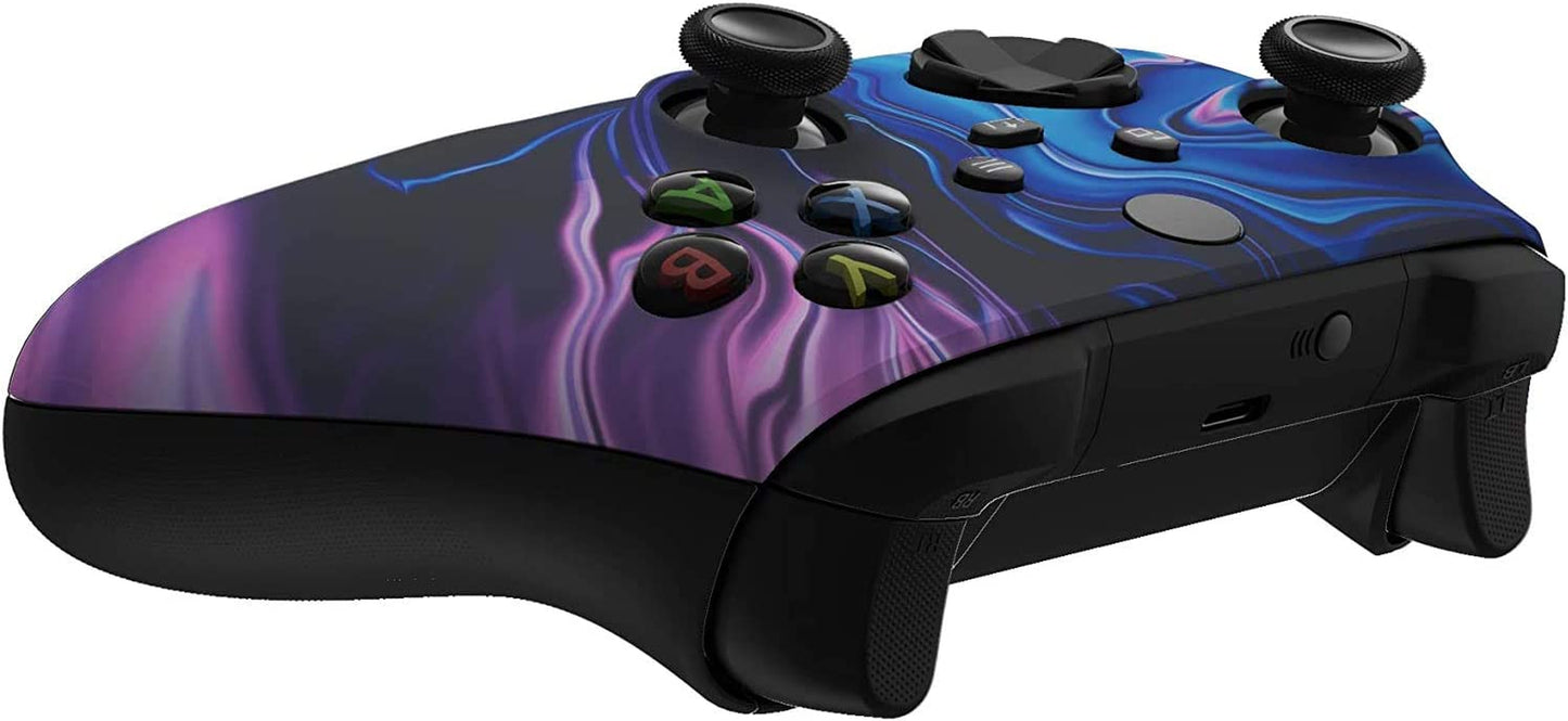 Wireless Controller for Microsoft Xbox Series X/S & Xbox One - Custom Soft Touch Design in Blue & Purple Swirl