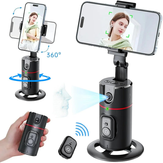 Auto Face Tracking Tripod with 360° Rotation for Selfie and Live Streaming - No App Required, Compatible with TikTok, Vlogs, and YouTube Videos