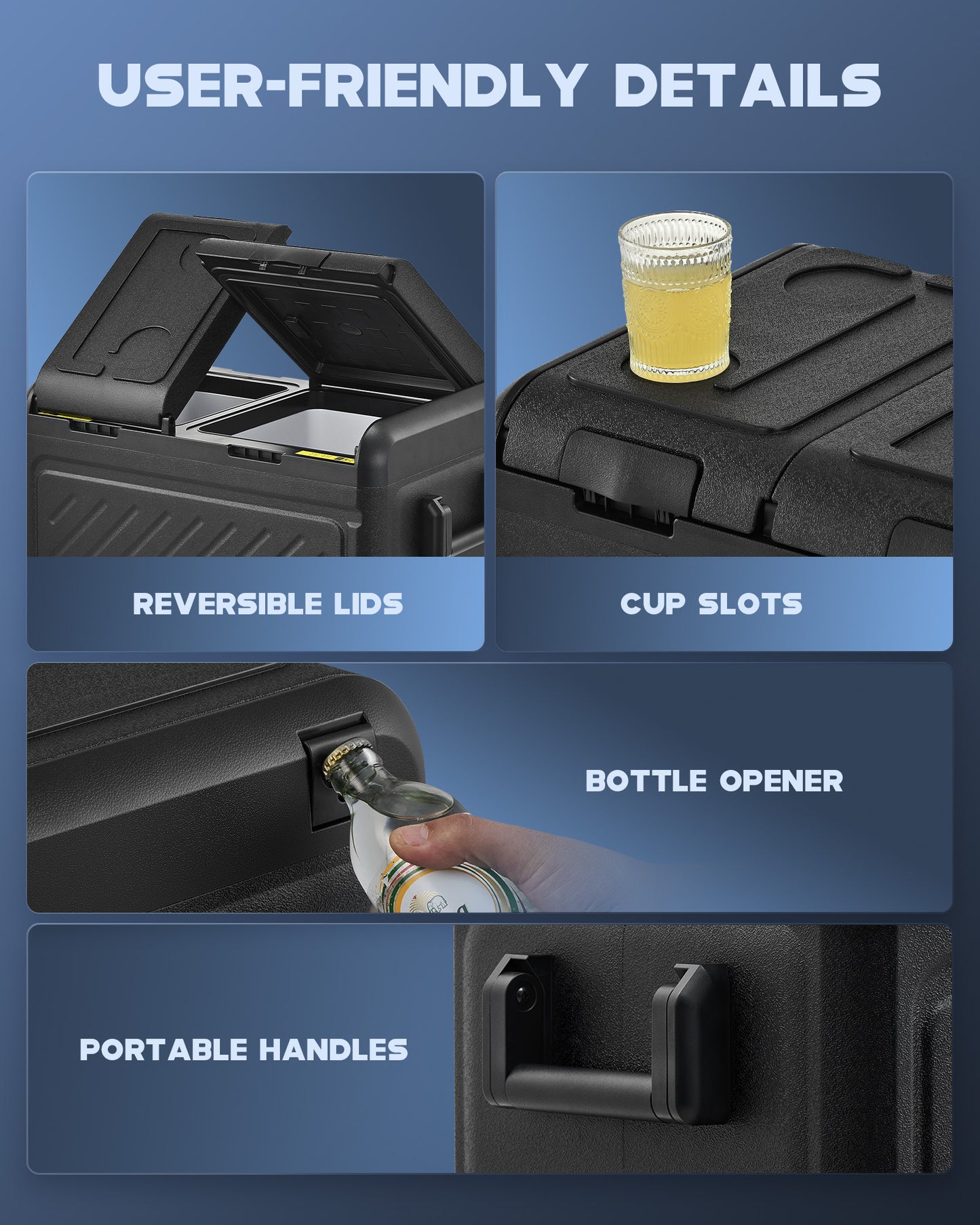 58 Quart Dual Zone Portable Car Refrigerator and Freezer with DC and AC Power Options