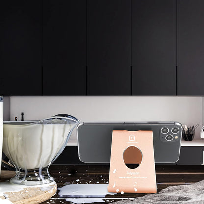 Cell Phone Stand and Desk Holder, Cradle and Dock for 4-8 Inch Phones, Ideal for Office, Kitchen, and Travel - T1 Rose Gold