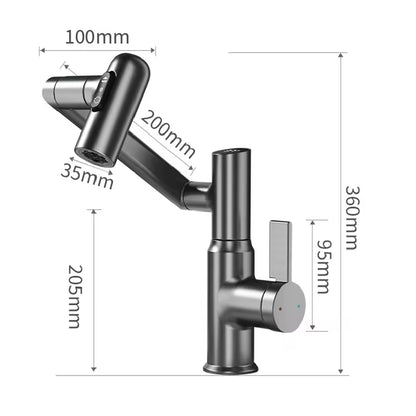 Digital Display LED Bathroom Basin Faucet with 360-Degree Rotation and Multi-Function Stream Sprayer for Hot and Cold Water Mixing